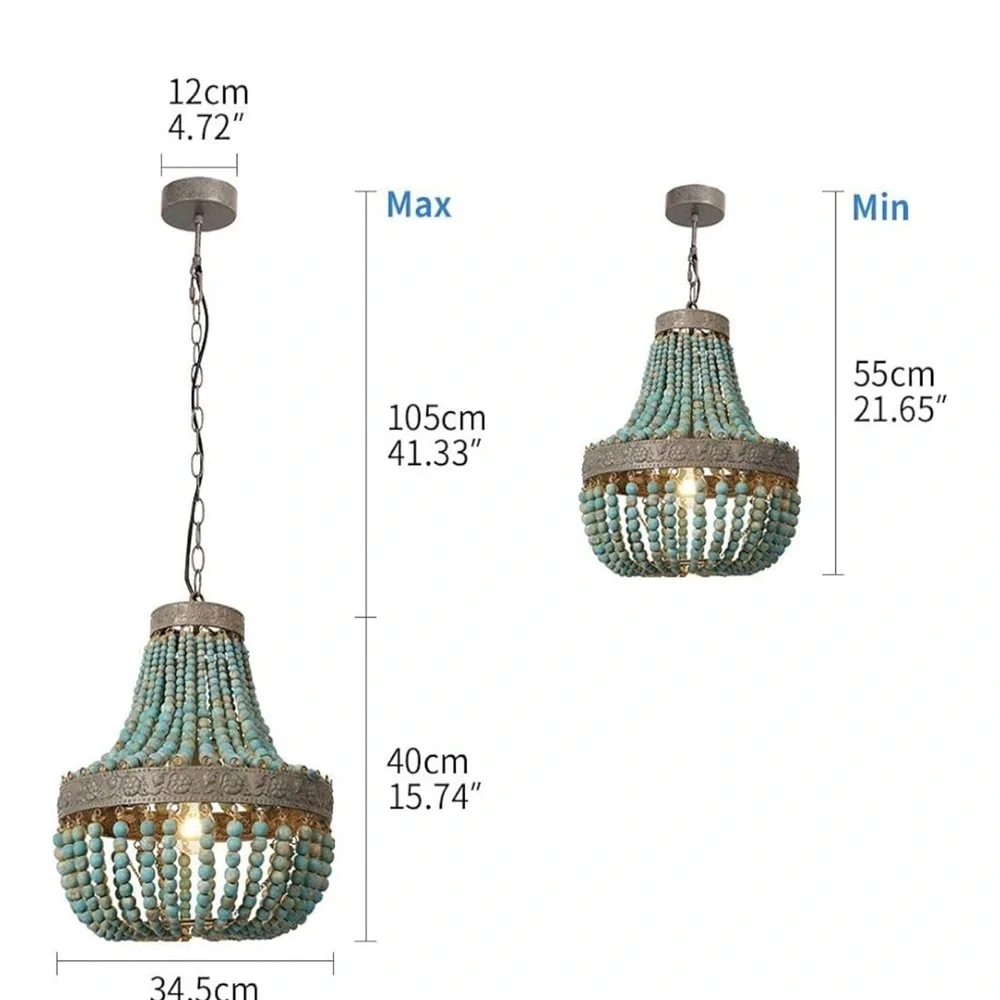 Chic Blue Beaded Chandelier - Picture 3 of 5